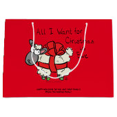 クリスマスおもしろい羊の漫画 ラージペーパーバッグ (正面)