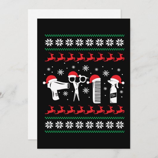 クリスマスおもしろい美容師クリスマスホリデーギフト シーズンカード (正面/裏面)