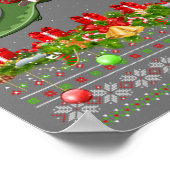 クリスマスおもしろい醜いサンタ乗りプテロダクティルバードチャリ ポスター (角)