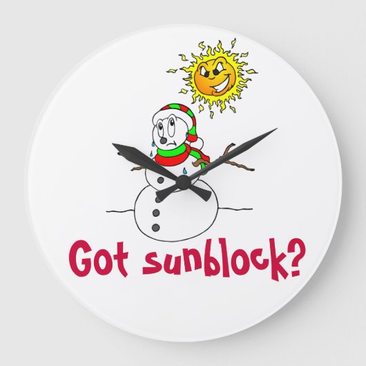 クリスマスおもしろい雪だるまジョーク ラージ壁時計 (正面)