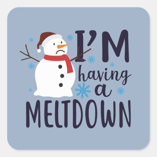 クリスマスおもしろい雪だるまホリデイ スクエアシール (正面)