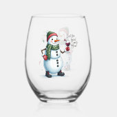 クリスマスおもしろい雪だるまホリデイ ステムなしワイングラス (裏面)