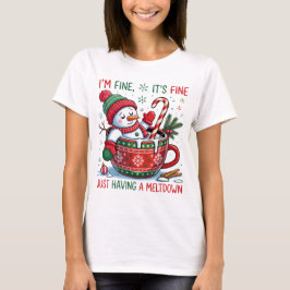 クリスマスおもしろい雪だるまメルトダウン Tシャツ