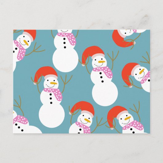 クリスマスおもしろい雪だるま シーズンポストカード (正面)