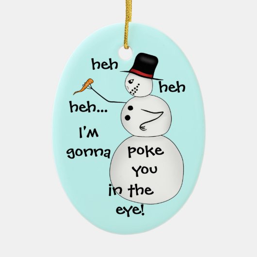 クリスマスおもしろい雪だるま セラミックオーナメント (正面)