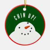 クリスマスおもしろい雪だるま セラミックオーナメント (正面)