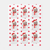 クリスマスおもしろい雪だるま フリースブランケット (正面)