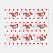 クリスマスおもしろい雪だるま フリースブランケット (正面(横))