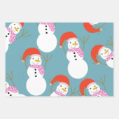 クリスマスおもしろい雪だるま ラッピングペーパーシート (正面3)