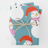 クリスマスおもしろい雪だるま ラッピングペーパーシート (インサイチュ)
