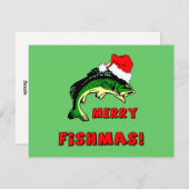 クリスマスおもしろい魚釣り シーズンカード (正面/裏面)