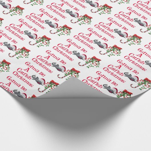 クリスマスおもしろい魚釣り♫♥ナマズのクリスマス金ゴールド ラッピングペーパー (角)