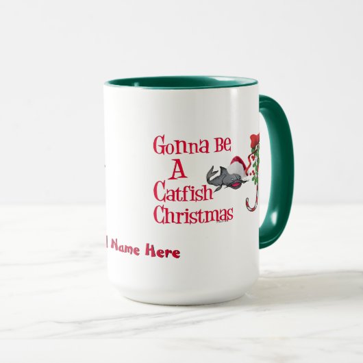 クリスマスおもしろい魚釣り♫♥ナマズのクリスマス マグカップ (正面右)