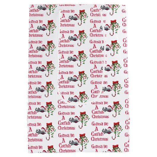 クリスマスおもしろい魚釣り♫♥ナマズのクリスマス ミディアムペーパーバッグ (裏面)