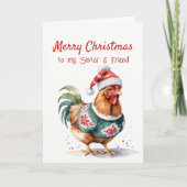 クリスマスおもしろい鶏お姉さん シーズンカード (正面)