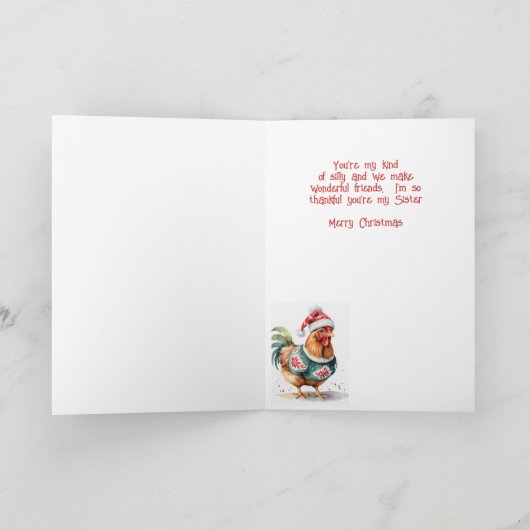 クリスマスおもしろい鶏お姉さん シーズンカード (内部)