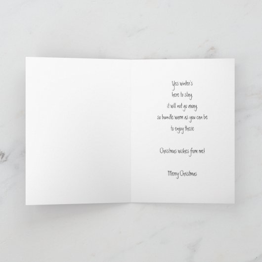 クリスマスおもしろい、カスタムクリスマス、かわいい冬の肌寒い鳥 シーズンカード (内部)