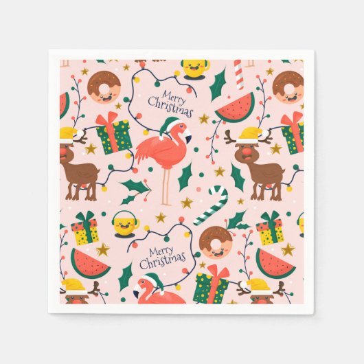クリスマスおもしろい スタンダードカクテルナプキン (正面)