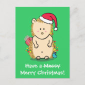 クリスマスおもしろい・ヘッジホッグの挨拶 シーズンポストカード (正面)