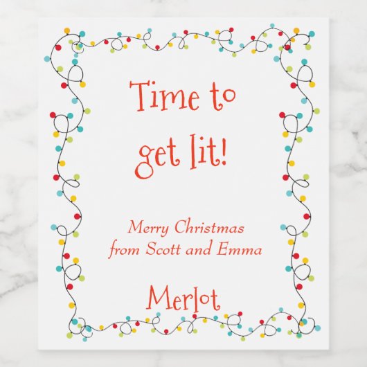 クリスマスおもしろい・ライトが点灯するまでの時間 ワインラベル (シングルラベル)