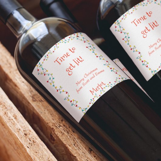 クリスマスおもしろい・ライトが点灯するまでの時間 ワインラベル