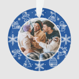 クリスマスおもしろい |両面の名前と年の写真入り オーナメント