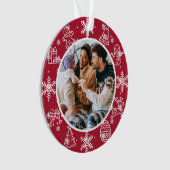 クリスマスおもしろい |両面の名前と年の写真 オーナメント (正面)