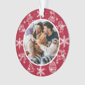 クリスマスおもしろい |両面の名前と年の写真 オーナメント (正面)