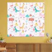 クリスマスおもしろい:動物のシームレスなパターン。 キャンバスプリント (インサイチュ (リビング))