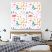 クリスマスおもしろい:動物のシームレスなパターン。 キャンバスプリント (インサイチュ (寝室))