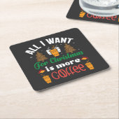クリスマスおもしろい、私が欲しいのは、もっとコーヒー スクエアペーパーコースター (アングル)
