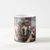 クリスマスおもしろい〔雄ジカの〕枝角とヘッドウェアの写真ドッグ コーヒーマグカップ (中央)