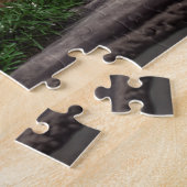 クリスマスおもしろい〔雄ジカの〕枝角とヘッドウェアの写真ドッグ ジグソーパズル (側面)