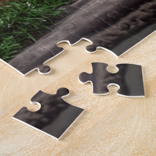 クリスマスおもしろい〔雄ジカの〕枝角とヘッドウェアの写真ドッグ ジグソーパズル (側面)