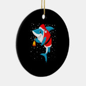クリスマスおもしろい- Christmas Shark Tシャツ セラミックオーナメント (右)