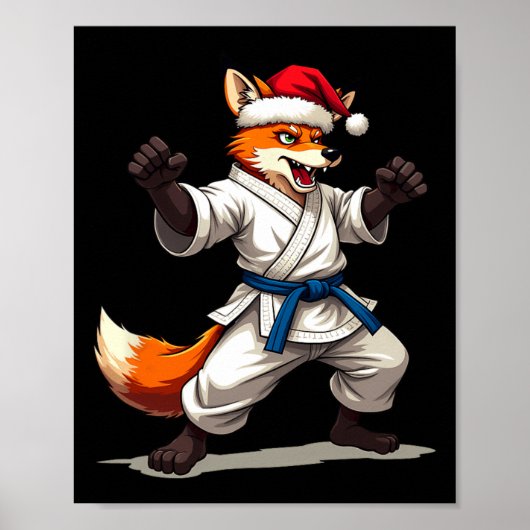クリスマスおもしろいHのための空手制服動物キツネ ポスター (正面)