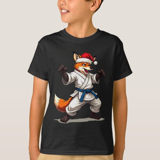 クリスマスおもしろいHのための空手制服動物キツネ Tシャツ (正面)