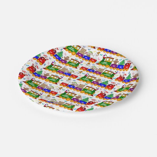 クリスマスおもちゃの模様 ペーパープレート (アングル)