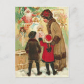 クリスマスおもちゃ屋の窓で ポストカード (正面)