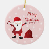 クリスマスおもちゃ袋 サンタクロース セラミックオーナメント (正面)