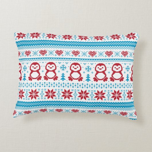 クリスマスおよび冬によって編まれるパターン アクセントクッション (裏面)