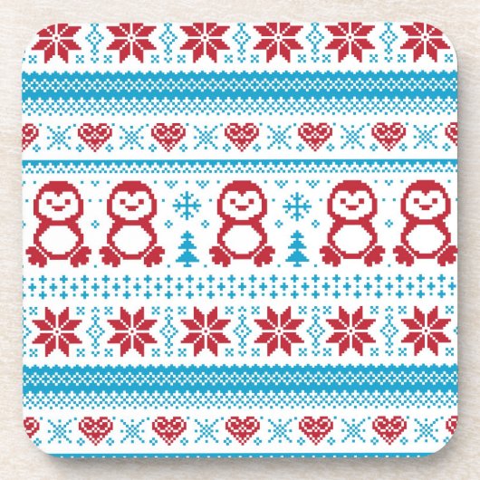 クリスマスおよび冬によって編まれるパターン コースター (正面)