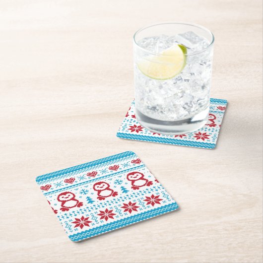 クリスマスおよび冬によって編まれるパターン スクエアペーパーコースター (インサイチュ)