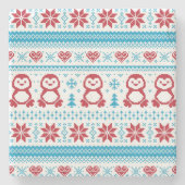 クリスマスおよび冬によって編まれるパターン ストーンコースター (正面)