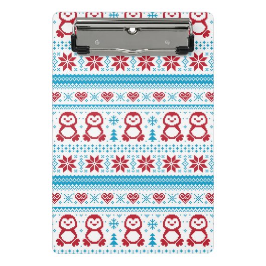 クリスマスおよび冬によって編まれるパターン ミニクリップボード (正面)