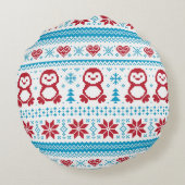 クリスマスおよび冬によって編まれるパターン ラウンドクッション (裏面)