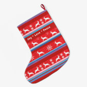 クリスマスおよび明けましておめでとう! 北欧パターン ラージクリスマスストッキング (裏面 (吊り時))
