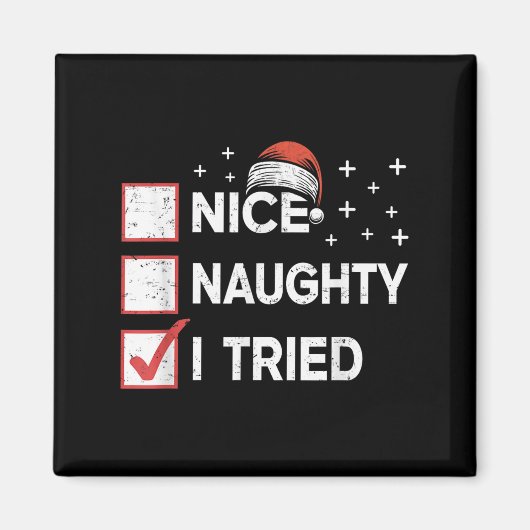 クリスマスお楽しみリスト Nice Naughty 頑張ったよ マグネット (正面)