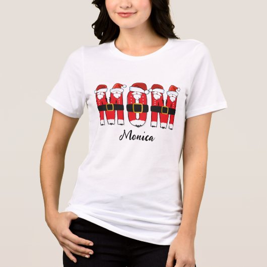 クリスマスお母さん 名前入り トライブレンドTシャツ (正面)