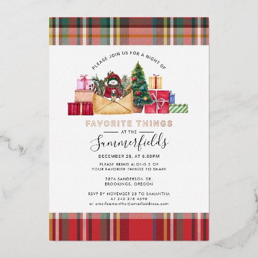 クリスマスお気に入りのに万能素朴品 箔シーズンカード (正面)